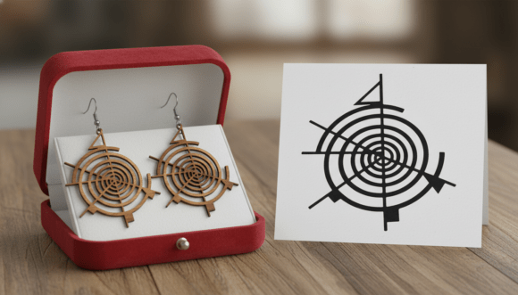 Abstract Target Compass Earring Laser: A Modern Geometric Statement