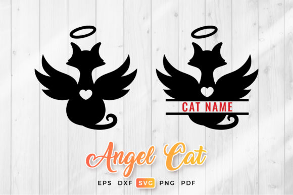 Angel Cat Monogram Silhouettes