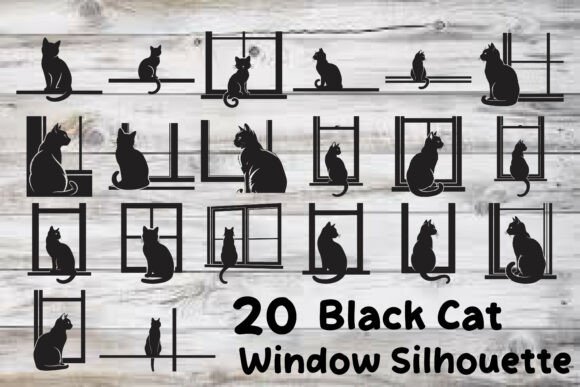Black Cat Window Silhouette: Elegant Crafting Designs