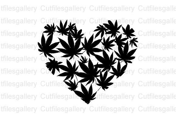 Cannabis Heart SVG, Marijuana Wreath SVG