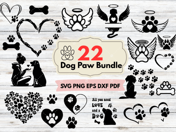 Dog Paw Print SVG Bundle: Laser Cut Files for Crafters