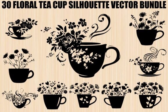 Elegant Floral Tea Cup SVG Collection for Crafters
