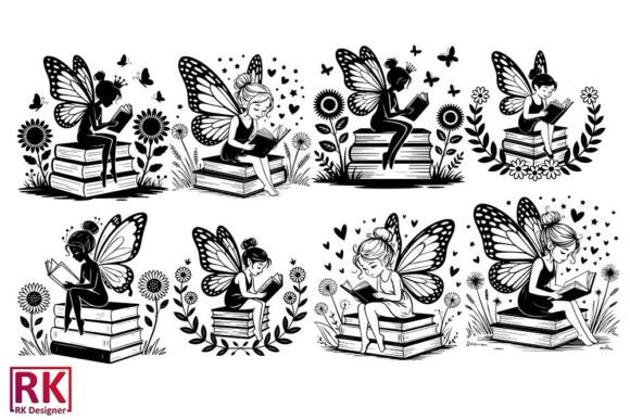 Fairy Reading Book SVG Design Bundle