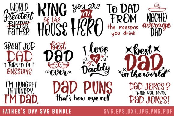 Father's Day Quotes SVG Bundle: Creative Cut Files