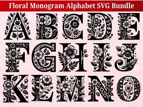 Floral Monogram Alphabet SVG Bundle