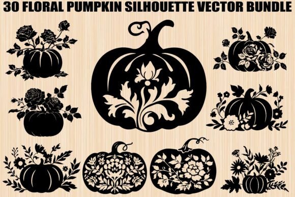 Floral Pumpkin SVG Bundle: Elegant Autumn Silhouettes