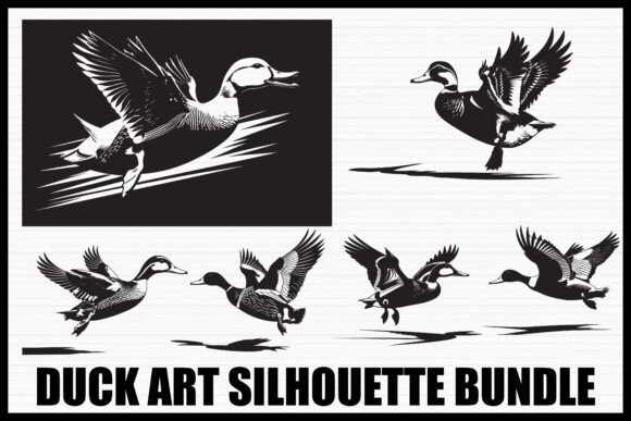 Flying Ducks Silhouette Vector Bundle