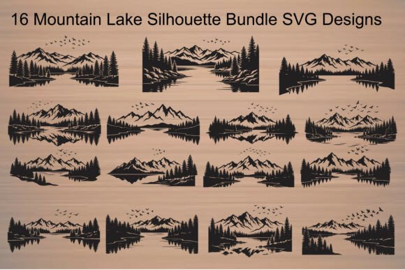 Mountain Lake Silhouette SVG Bundle: Nature-Inspired Design Assets