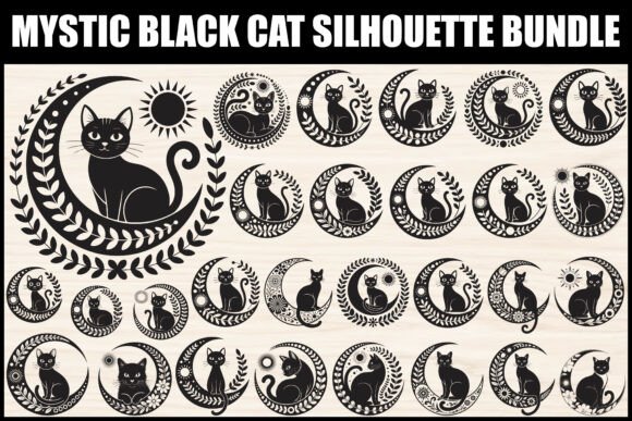 Mystic Black Cat Silhouette Bundle: Enchant Your Designs