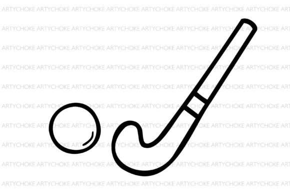 Playful Sports Graphics: The Hockey Stick Doodle Clipart