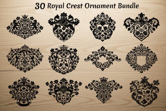 Royal Crest Ornament Bundle: 30 Elegant Designs