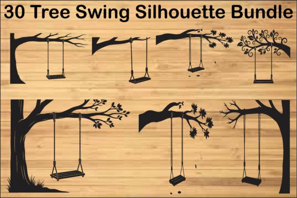 Tree Swing Silhouette SVG Bundle: Rustic Charm