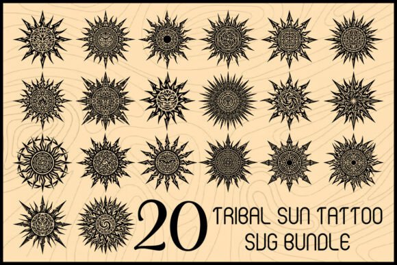 Tribal Sun Tattoo SVG Bundle for Bold, Powerful Designs