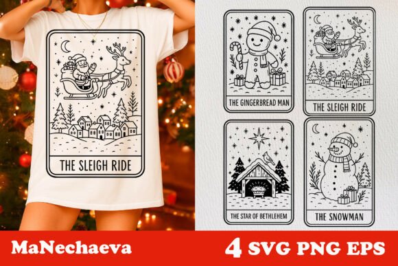 Vintage Christmas Charm: The Tarot Card Sleigh Ride SVG Set
