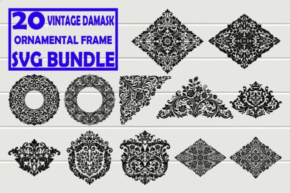 Vintage Damask Ornamental Frame Bundle