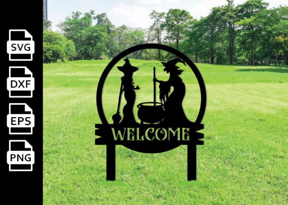 Witch Cooking Metal Garden Stakes Decor